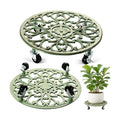 2 Pack Rolling Plant Caddy with Wheels Heavy Duty, 14 Inch Cast Iron Plant Rollers with Wheels, Planter Stand on Metal