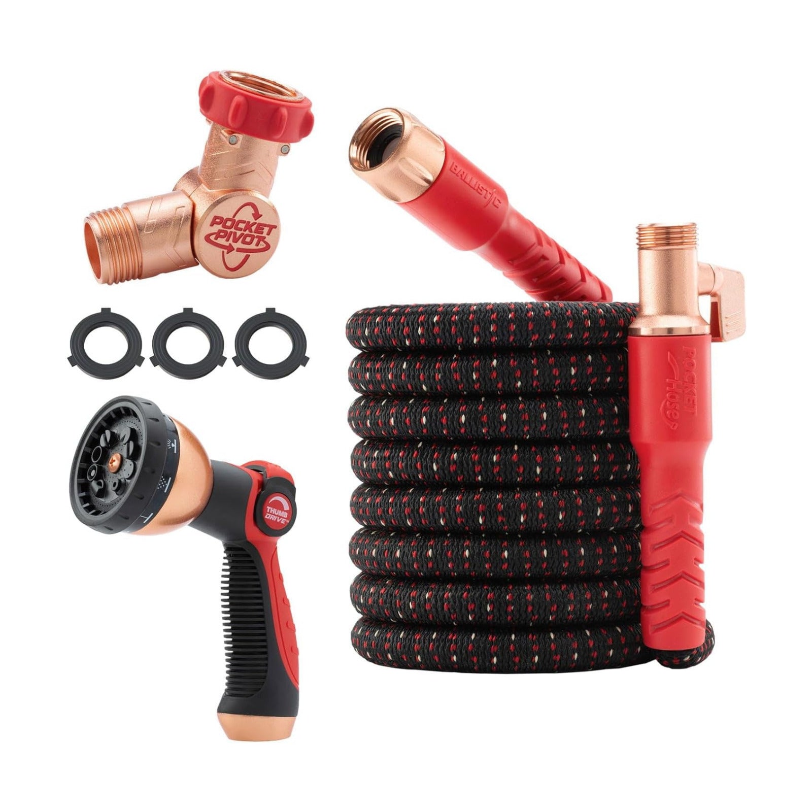 Pocket Hose Ballistic 50 FT Expandable Garden Hose, No-Kink, As Seen on TV | Anti-burst sleeve reinforced with