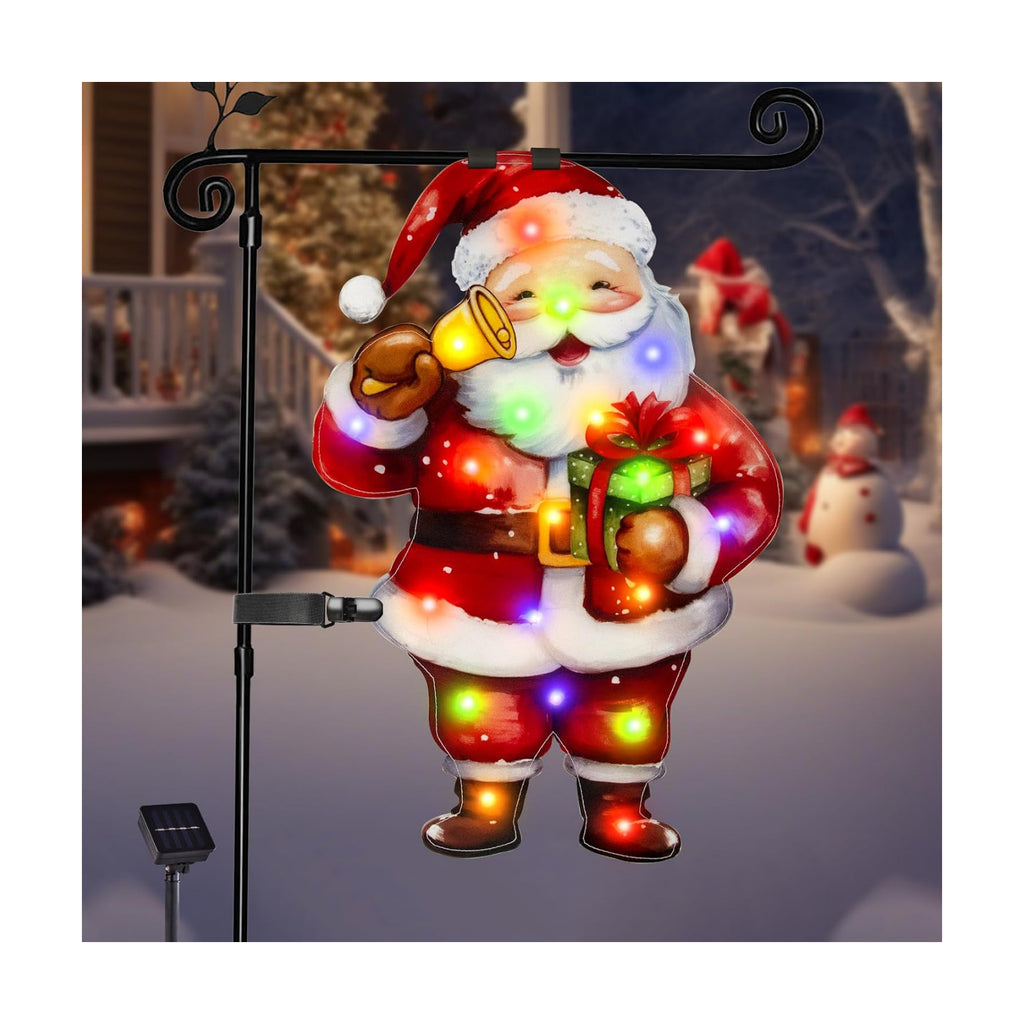 12x18 Lighted Christmas Santa Garden Flag, 8 Modes Solar LED