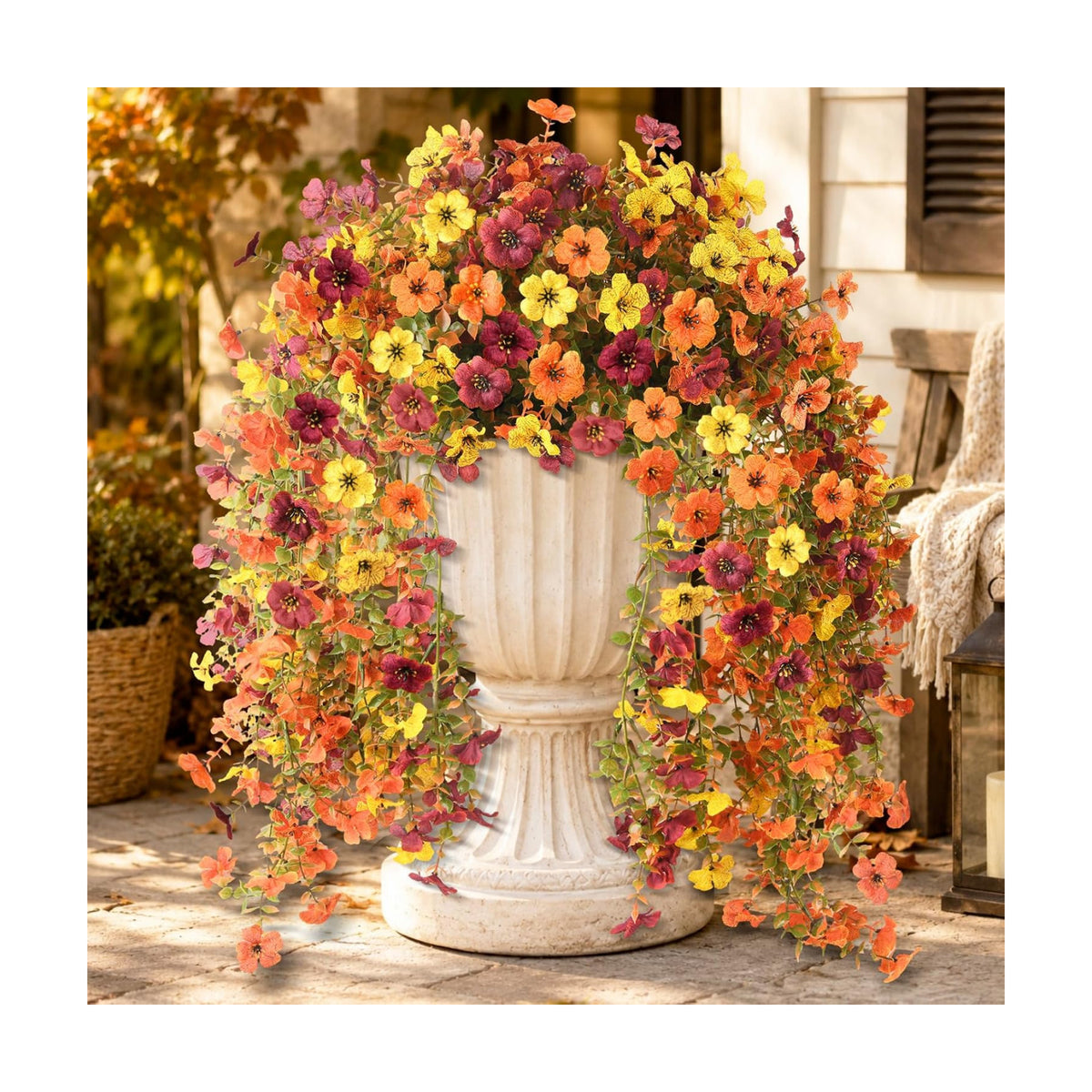 Hommyea Artificial Fake Fall Flowers Plants for Outdoors Mums Home Decor