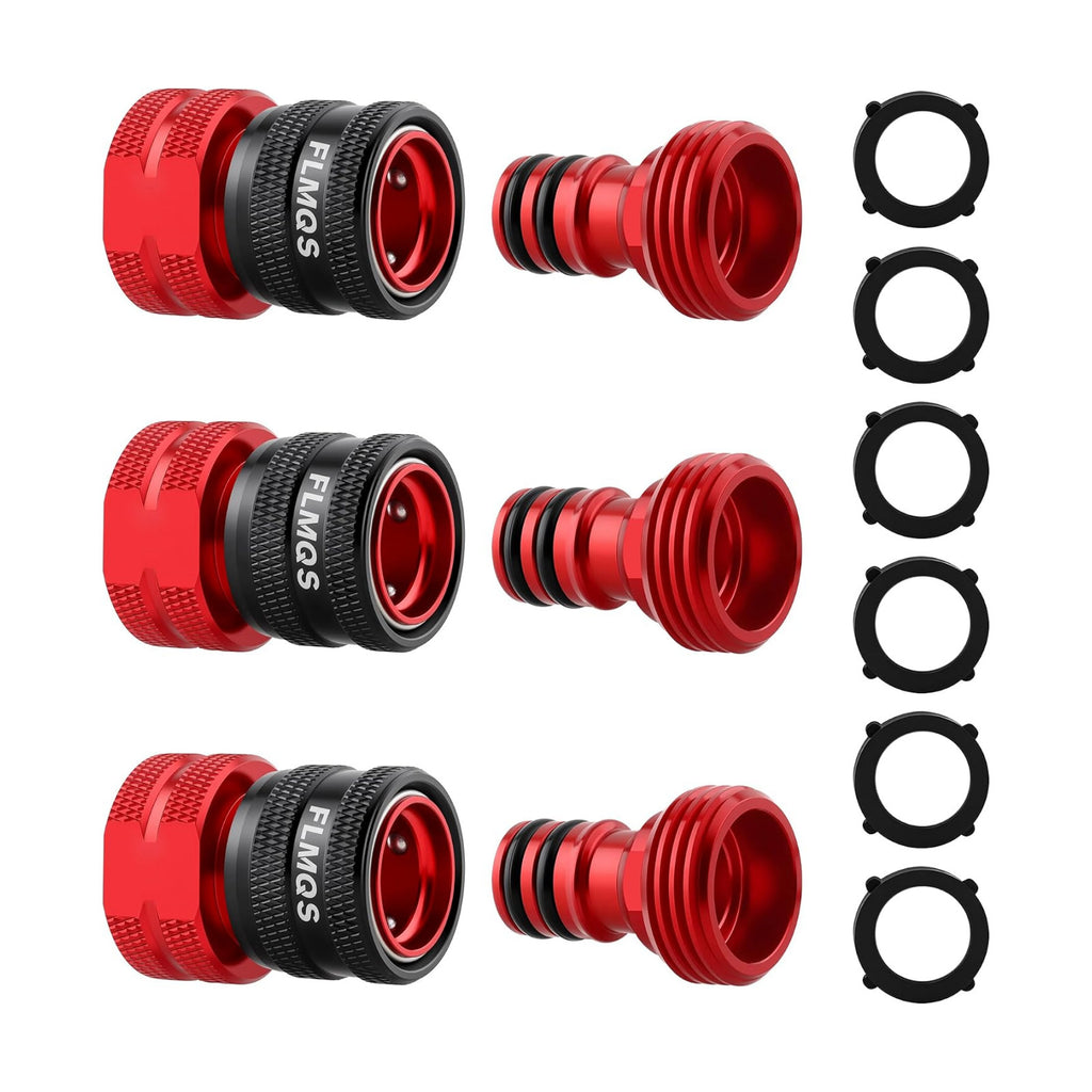 Quick Connect Hose Fittings 3/4" GHT Solid Aluminum Alloy Garden Hose Connectors, Universal Leak-Proof Quick Connector