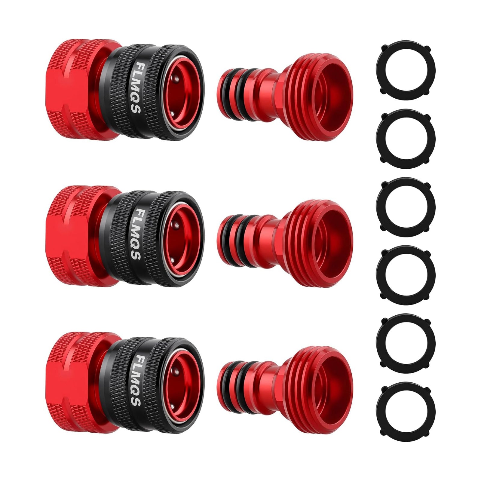 Quick Connect Hose Fittings 3/4" GHT Solid Aluminum Alloy Garden Hose Connectors, Universal Leak-Proof Quick Connector