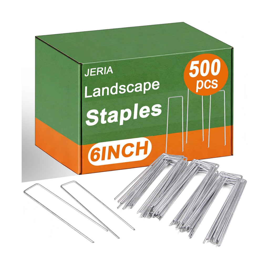 6 Inch 500 Pack U-Shaped Galvanized Garden Stakes, 11 Gauge Landscape Staples, Landscape Fabric pins,Ground Stakes,Yard