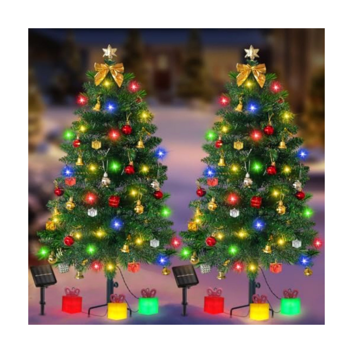 Christmas Tree Solar Lights, Outdoor Decorations, 2 Pack