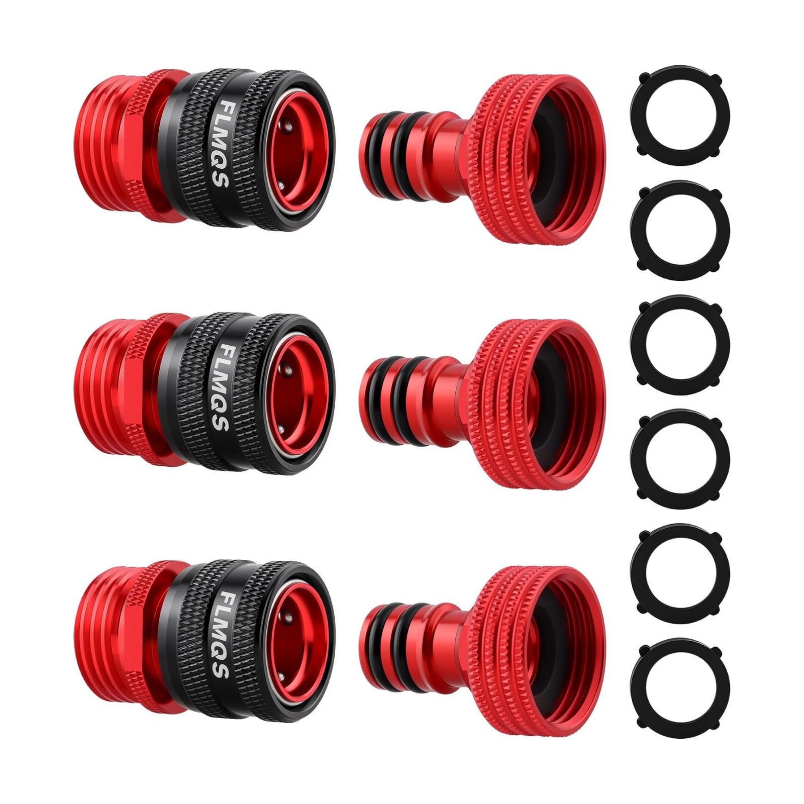Garden Hose Quick Connectors, 3/4" GHT Heavy-Duty Aluminum Alloy Hose Fittings, Universal Leak-Proof Quick Connector