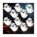 BRIGHTDECK Halloween Solar Pathway Lights Outdoor, LED Decor, Light Up Solar Stake Lights for Holiday, Halloween, Walkway, Sidewalk (Cold White Floating Ghost, 10-Pack)