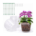 Orchid Pot -6 Pack 7 Inch Orchid Pots with Holes and Saucers, Clear Plastic Plant Pots with 8 Support Stakes and Clips, Orchid Repotting Kit for Indoor Plants (7 Inch)