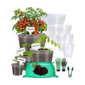 16 Pack 10/8/6/4 Inch Sizes Large Clear Nursery Pots with Drainage | Plastic Plant Pots with Garden Tools & Labels