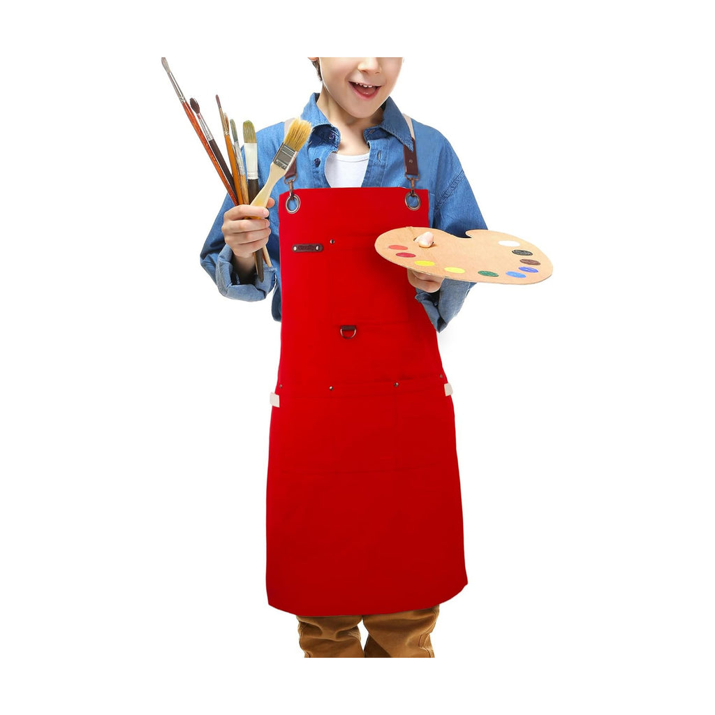 Kids Art Aprons for Painting, Gardening, Cooking, Multiple Pockets, Kids Smock for Boys & Girls, Waterproof (Age6-12)
