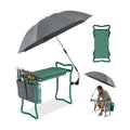OAOA innovation 2-in-1 Garden Kneeler with Umbrella, Kneeling Bench & Grey Umbrella, Portable Stool 330lb Capacity