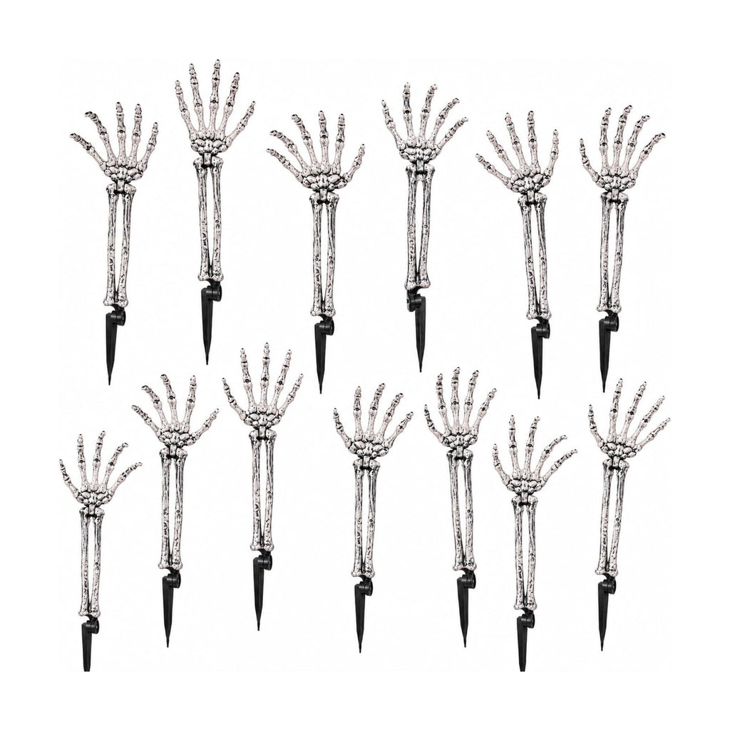 GameXcel 12 Pcs Halloween Skeleton Hands with Stakes - 18" Posable Arms