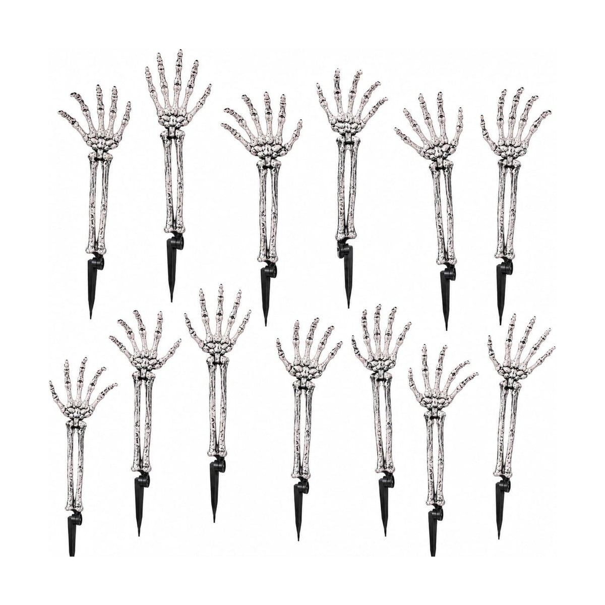 GameXcel 12 Pcs Halloween Skeleton Hands with Stakes - 18" Posable Arms