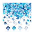 YATOJUZI 500PCS Acrylic Vase Filler Gradient Blue Decorations Deep Blue Fake Ice Cubes Crushed Rocks Plastic Diamonds Gems for DIY Party Centerpiece Table Scatter Display 0.5"