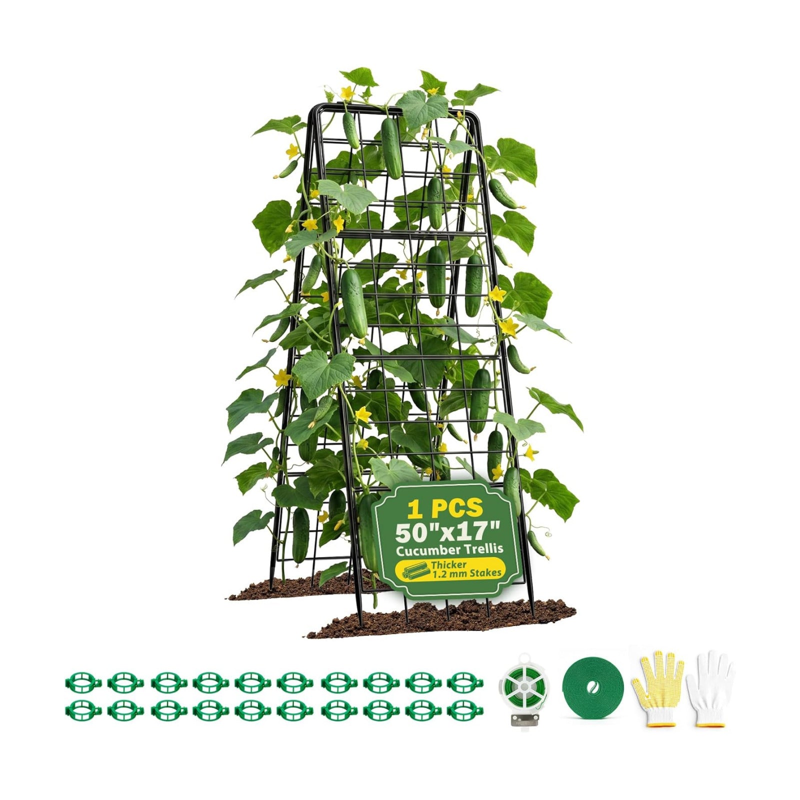 Heavy Duty 50"x17" Adjustable A-Frame Trellis for Climbing Plants Outdoor, Metal Rust-Proof Garden Trellis, Dense Grid