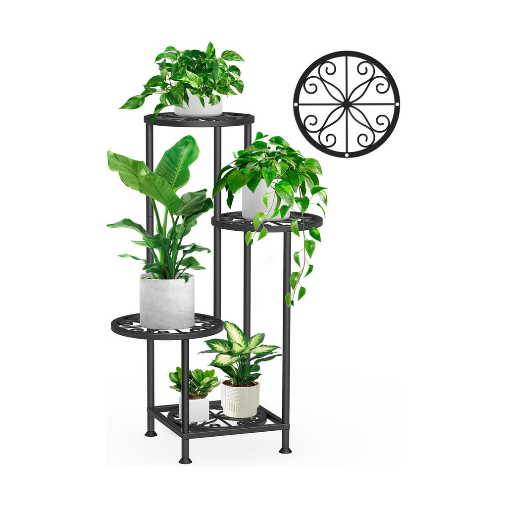 4 Tier Plant Stand Indoor Outdoor, Tall Metal Corner Flower Shelf Holder for Multiple Plants, Space-Saving Rustproof