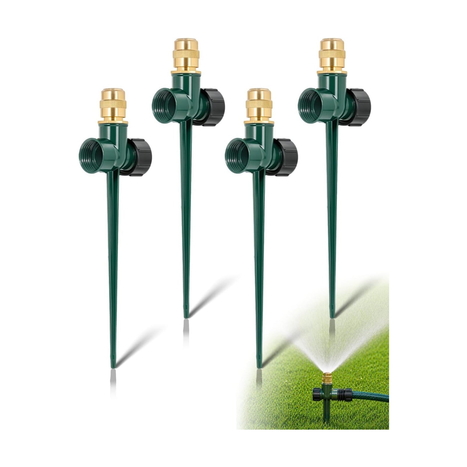 4 Pack Heavy-Duty Metal Lawn Sprinkler for Yard, 360° Irrigation Coverage with Adjustable Brass Nozzle & Rust-Resistant
