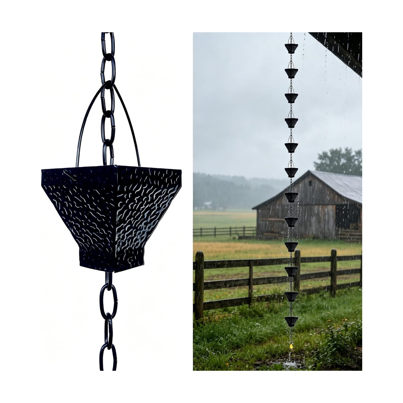 Rain Chains for Gutters, 8.5FT Gutter Chain Downspout with 12 Rain Bells, Outdoor Rain Catcher Chain for Gutter