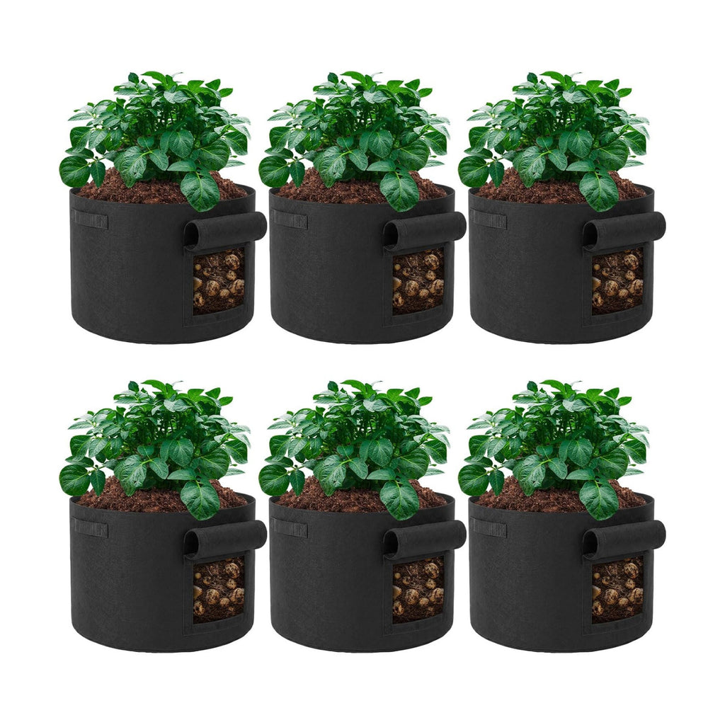 6 Pcs 30 Gallon Potato Grow Bags with 2 View Windows Heavy Duty Pots Growing Containers with Sturdy Handles, Potato