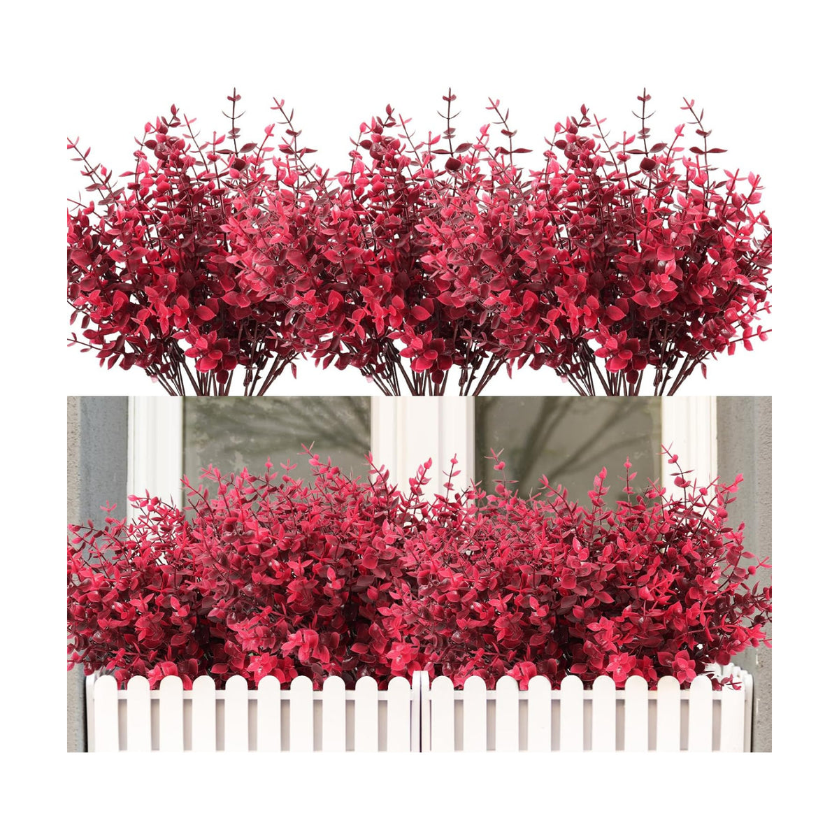 RECUTMS 13.8" 12 Bundles Artificial Flowers for Outdoors Faux Boxwood Plant