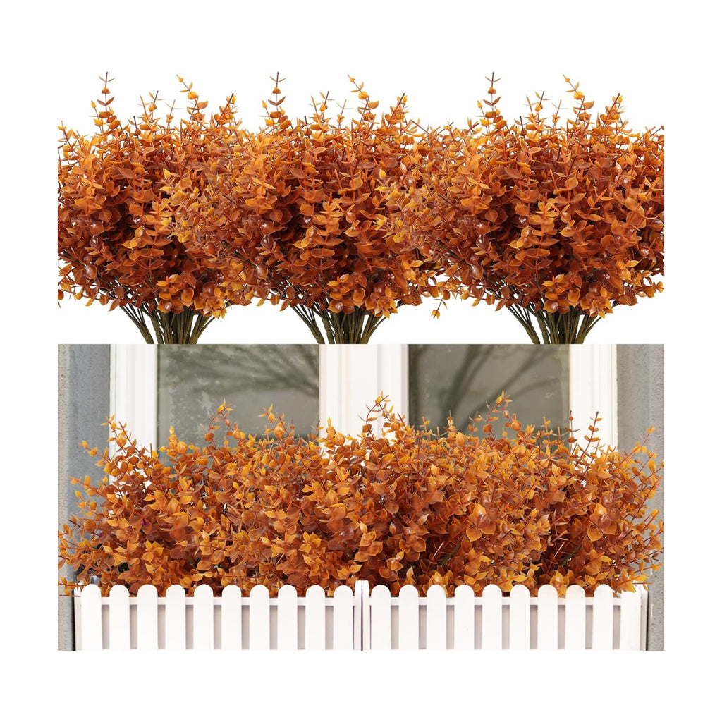RECUTMS 12Pcs 13.8" Artificial Fall Plants Faux Outdoor Plants Fake Bushes