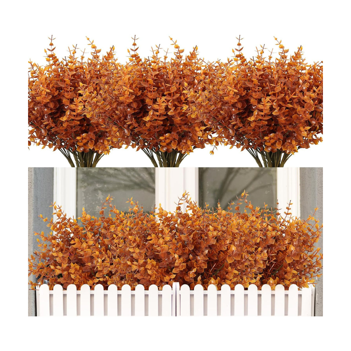 RECUTMS 12Pcs 13.8" Artificial Fall Plants Faux Outdoor Plants Fake Bushes