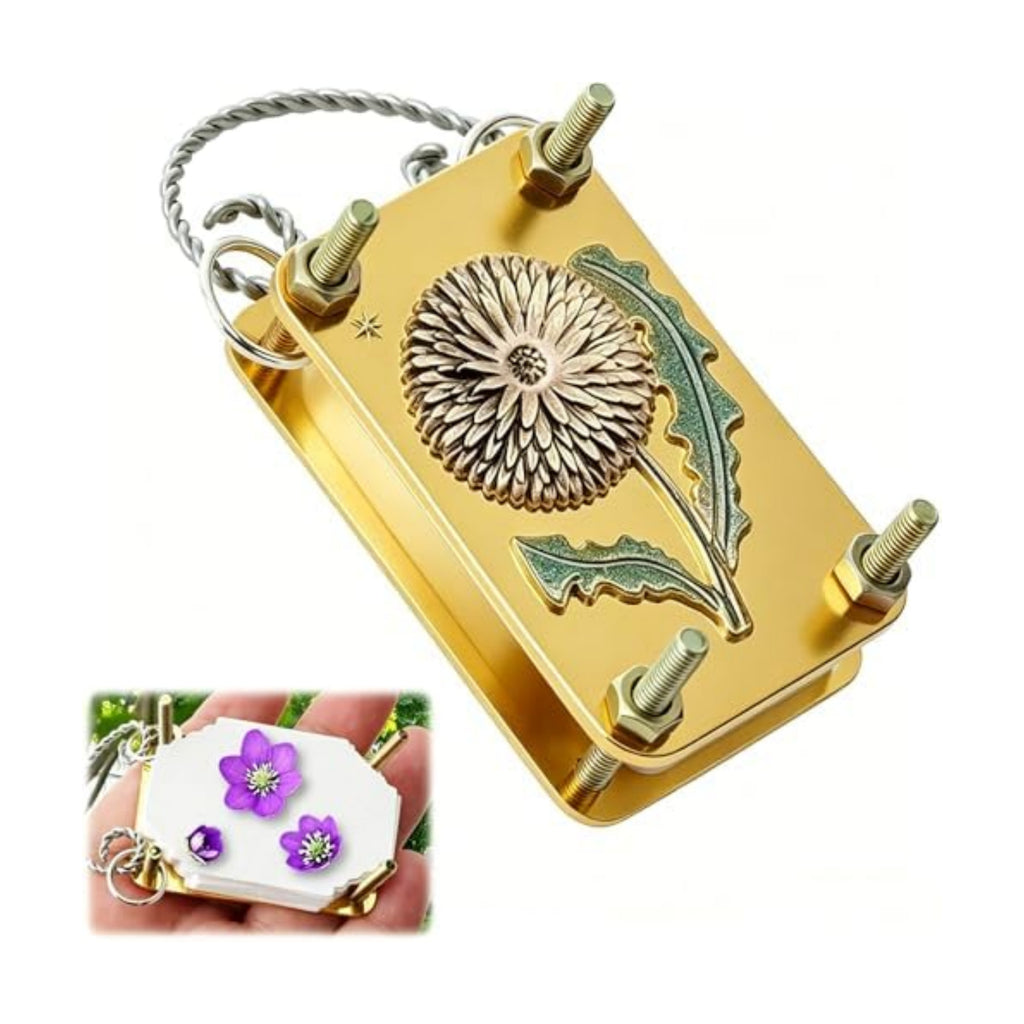 Mini Flower Press, Miniature Flowers Press Kit, Metal Pocket Flower Pressing, with Secure Straps for Hikes, DIY Crafts Gift for Plant Lovers