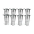 Galvanized Flower Bucket Set of 8, 10.6" Tall Metal Floral Buckets with Plastic Liner, 5.9" Top Opening, Tabletop Buckets for Flower Bar, Wedding Centerpieces, Bouquet Display