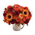 8 Pcs Mixed Autumn Artificial Peony Flower Set-4 Bouquets & 4 Stems, Burnt Orange Wine Red Fake Peony Sunflower Silk Flower for Fall Table Centerpiece Farm Wedding Thanksgiving Halloween Home Decor