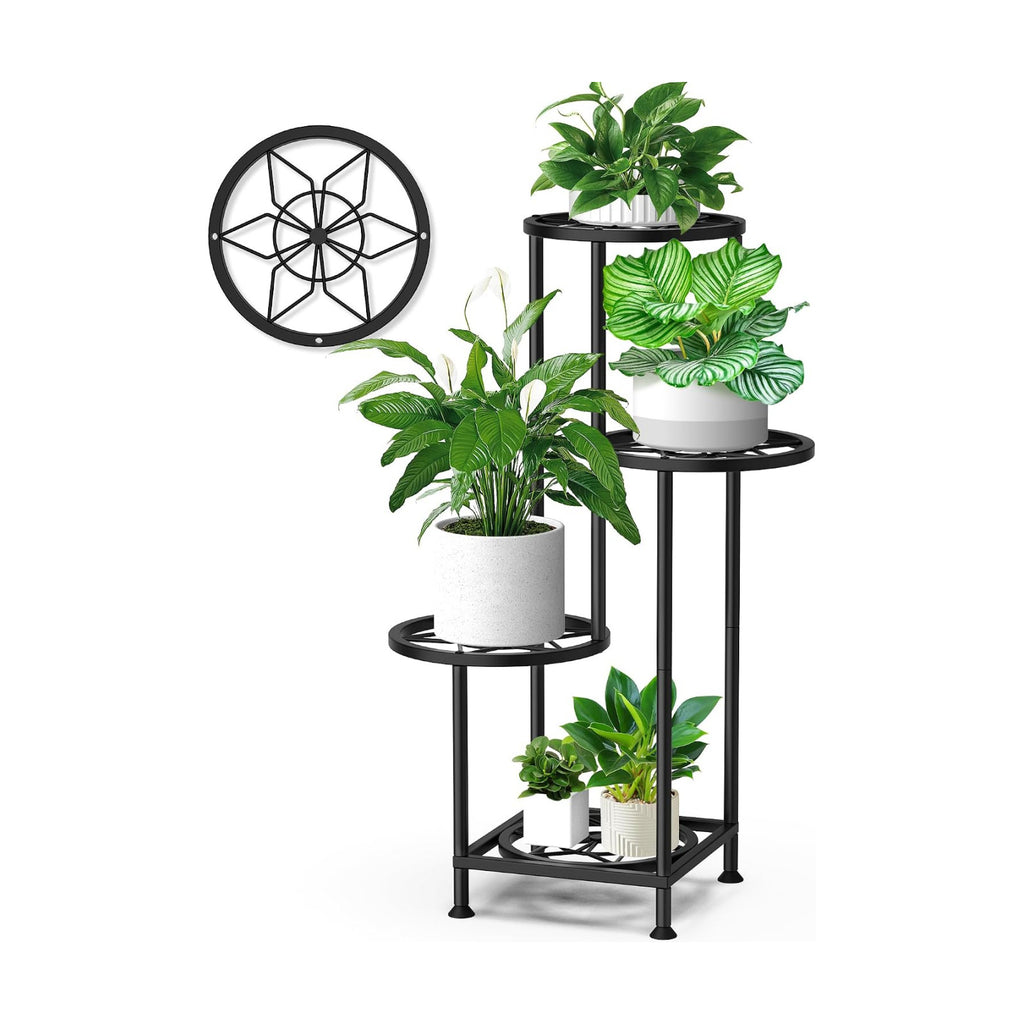 4 Tier Plant Stand Indoor Outdoor, Metal Flower Shelf Display Holder Corner | Multiple Plants Rack Tall Holder, Sturdy