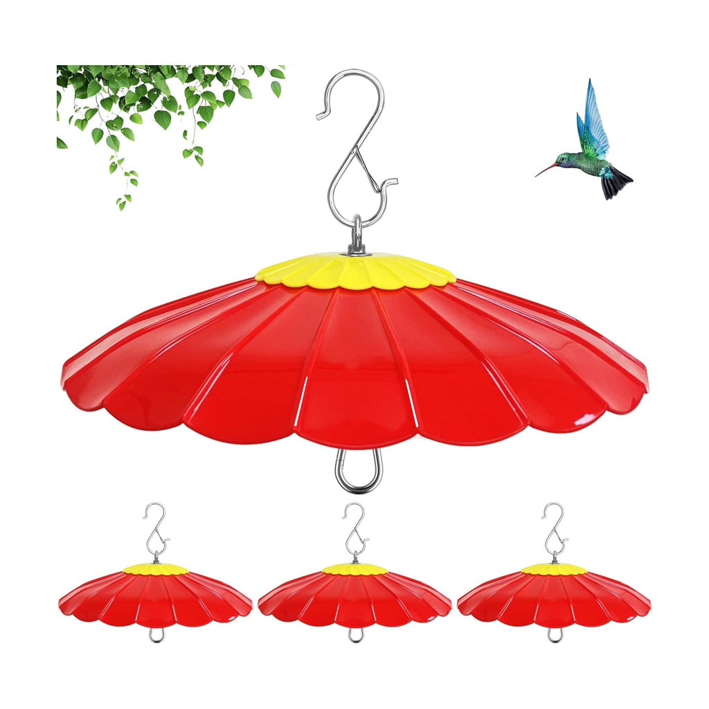 13.5-Inch Hummingbird Feeder Shade Dome Cover,Bird Feeder Rain Cover & Squirrel Shield, Weather Guard with Hanging Bird Feeders,Squirrel Proof for Shepherd's Hook Outdoors(Red) 4 Pack