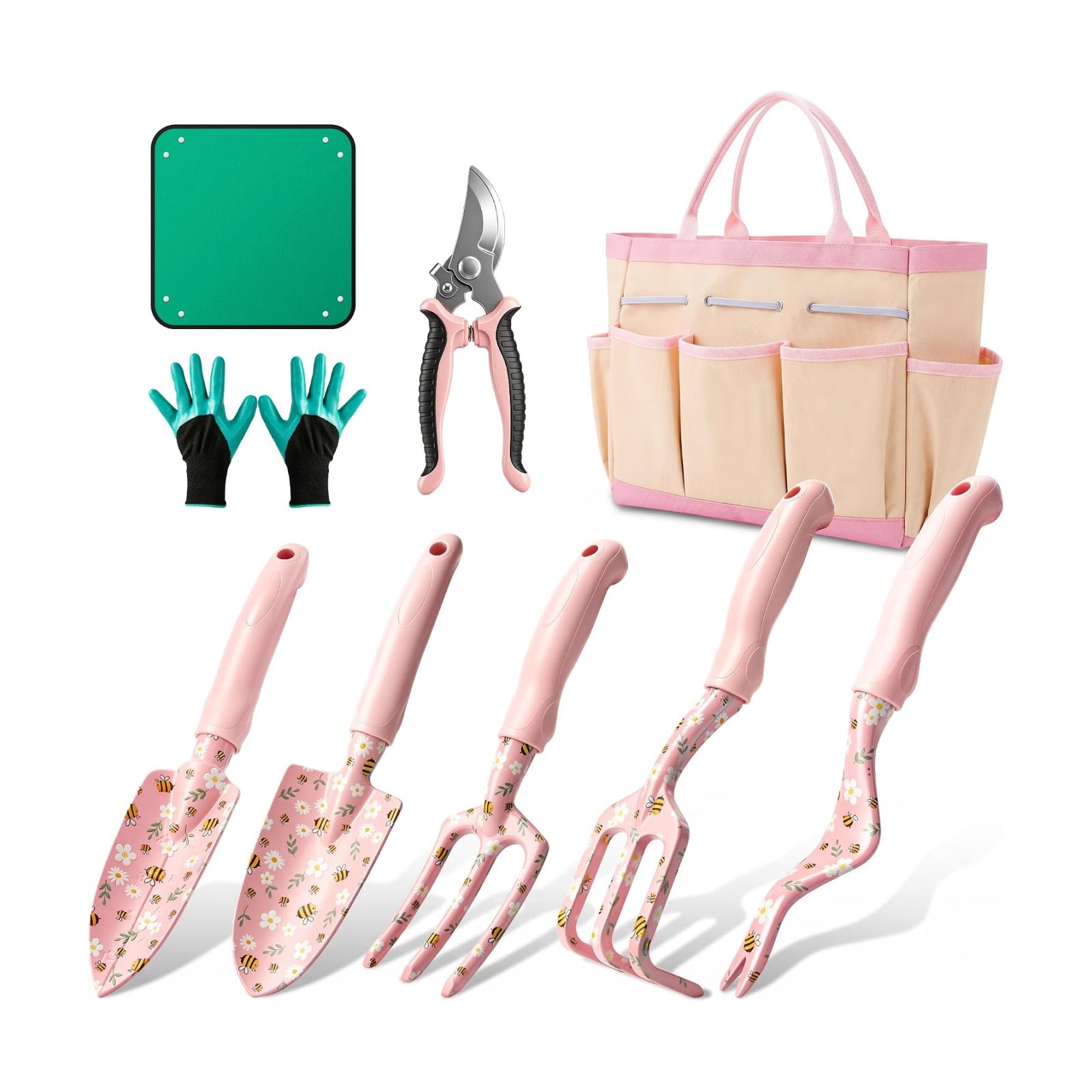 Garden Tool Set Gardening Tools - Heavy Duty Aluminum Tool Kit with Non-Slip Handle, Gardening Gloves and Tool Bag for