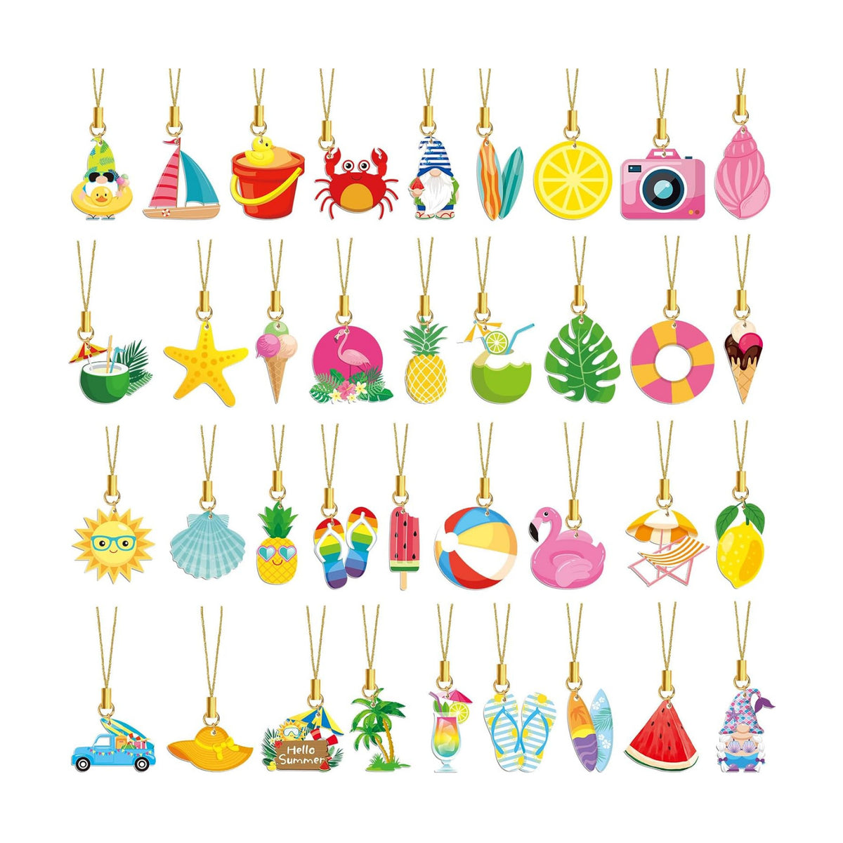 36Pcs Summer Tree Ornaments, Hawaiian Tree Ornaments for Party