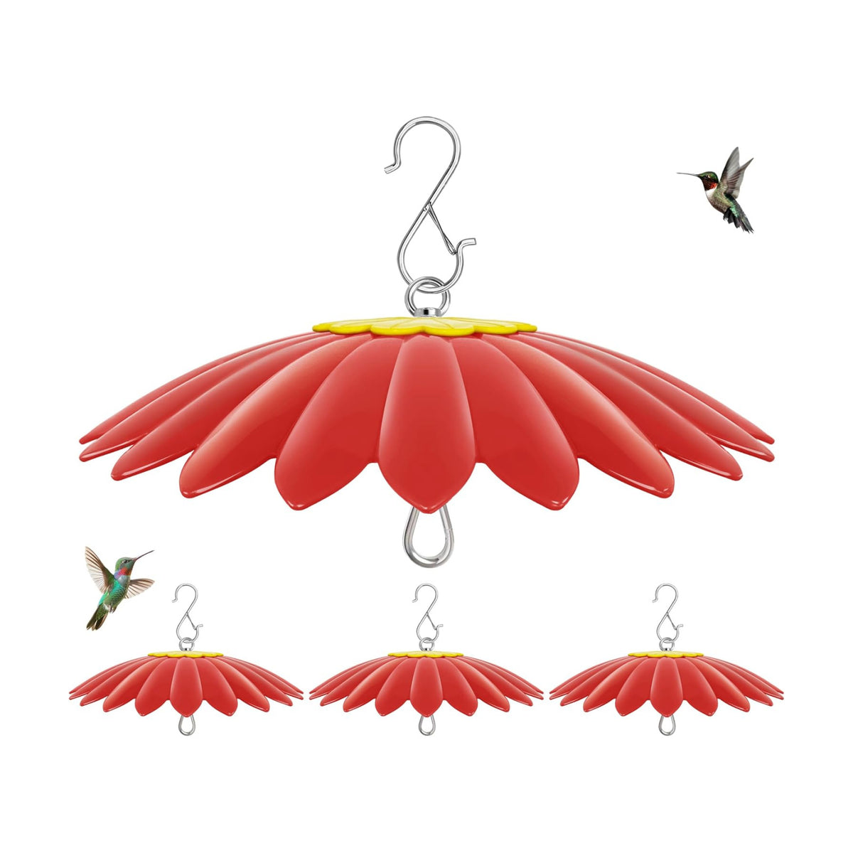 10.5 inch Hummingbird Feeder Shade Dome Cover,Rain Guard,Weather Guard for Bird Feeder, Umbrella Cover for Bird House for Outdoor,Squirrel Baffle,Flower Design(Red) 4 Pack.