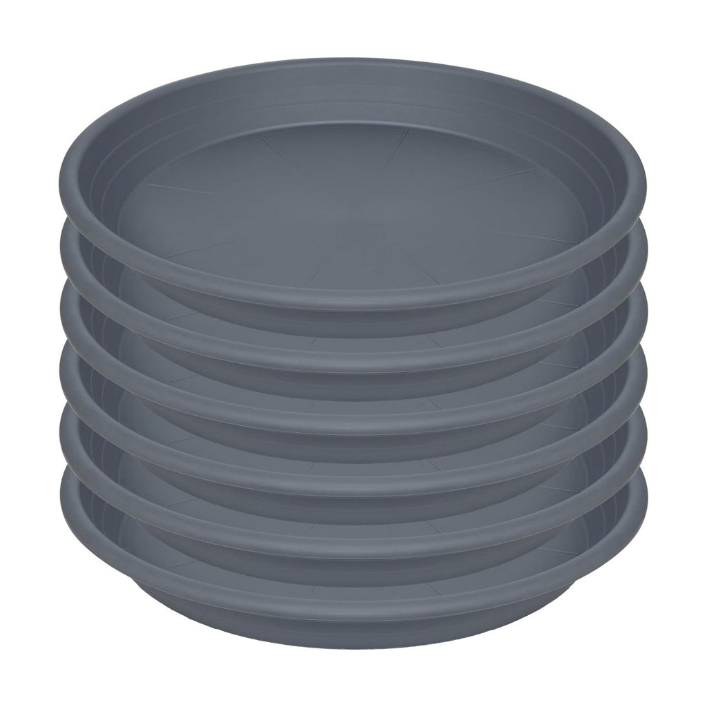 6 Pack of 8 inch Plant Saucer, Large Plant Tray, Heavy Sturdy Plant Drainage Tray for Indoors, Bird Bath Bowls, Sturdy Plastic Pot Tray for Planter (Gray)