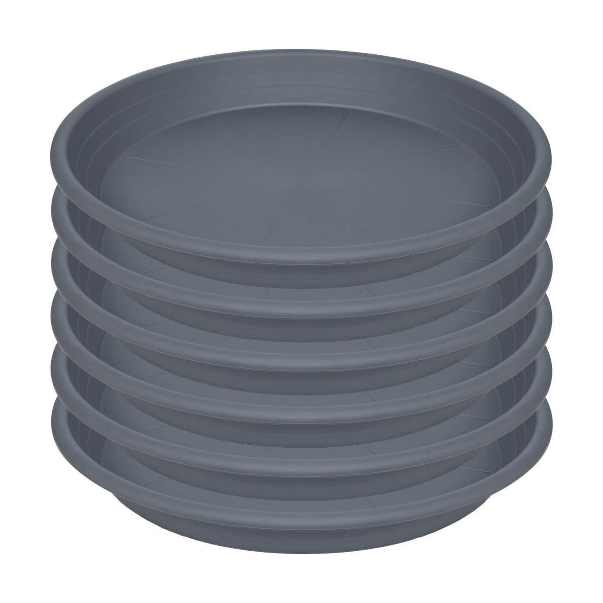 6 Pack of 8 inch Plant Saucer, Large Plant Tray, Heavy Sturdy Plant Drainage Tray for Indoors, Bird Bath Bowls, Sturdy Plastic Pot Tray for Planter (Gray)