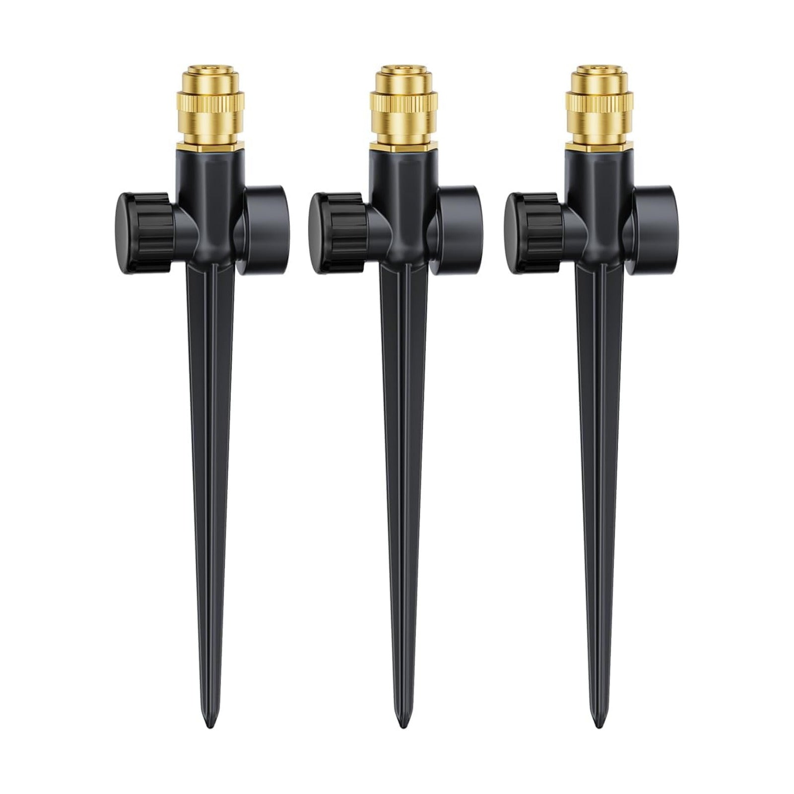 FANHAO 3-Pack Heavy-Duty Metal Lawn Sprinkler with Spike Base, 360° Adjustable Garden Water Sprinkler for Lawn