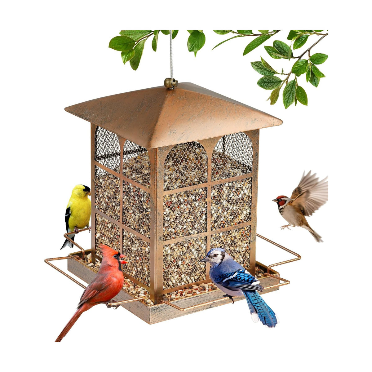 Large Bird Feeder, 5LB Seed Capacity Bird Feeders for Outdoors Hanging