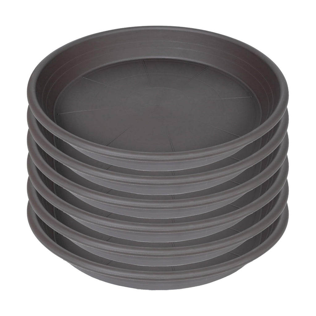 6 Pack of 6 inch Plant Saucer, Large Plant Tray, Heavy Sturdy Plant Drainage Tray for Indoors, Bird Bath Bowls, Sturdy Plastic Pot Tray for Planter (Brown)