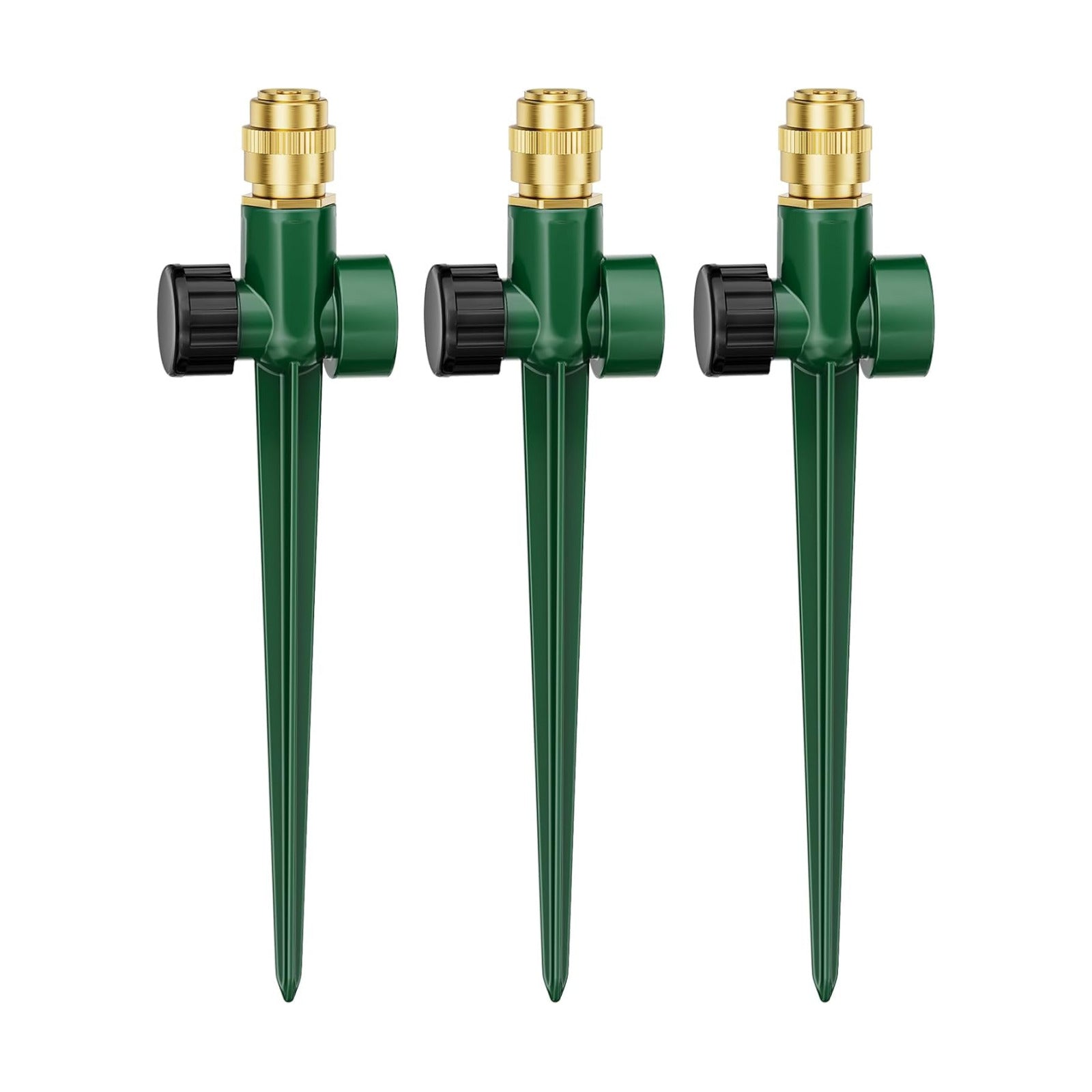 FANHAO 3-Pack Heavy-Duty Metal Lawn Sprinkler for Yard, 360° Adjustable Garden Water Sprinkler with Spike Base, Large
