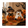 Karenhi 2 Pcs Halloween Highland Cows Figurines Resin, Pumpkin Decor