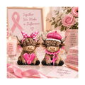Karenhi 2 Pcs Breast Cancer Awareness Highland Cow Figurines, Pink Ribbon