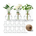 10 Pack Glass Plant Propagation Stations, Plant Terrarium Bulb Glass Propagation Vases with Hemp Rope, Clear