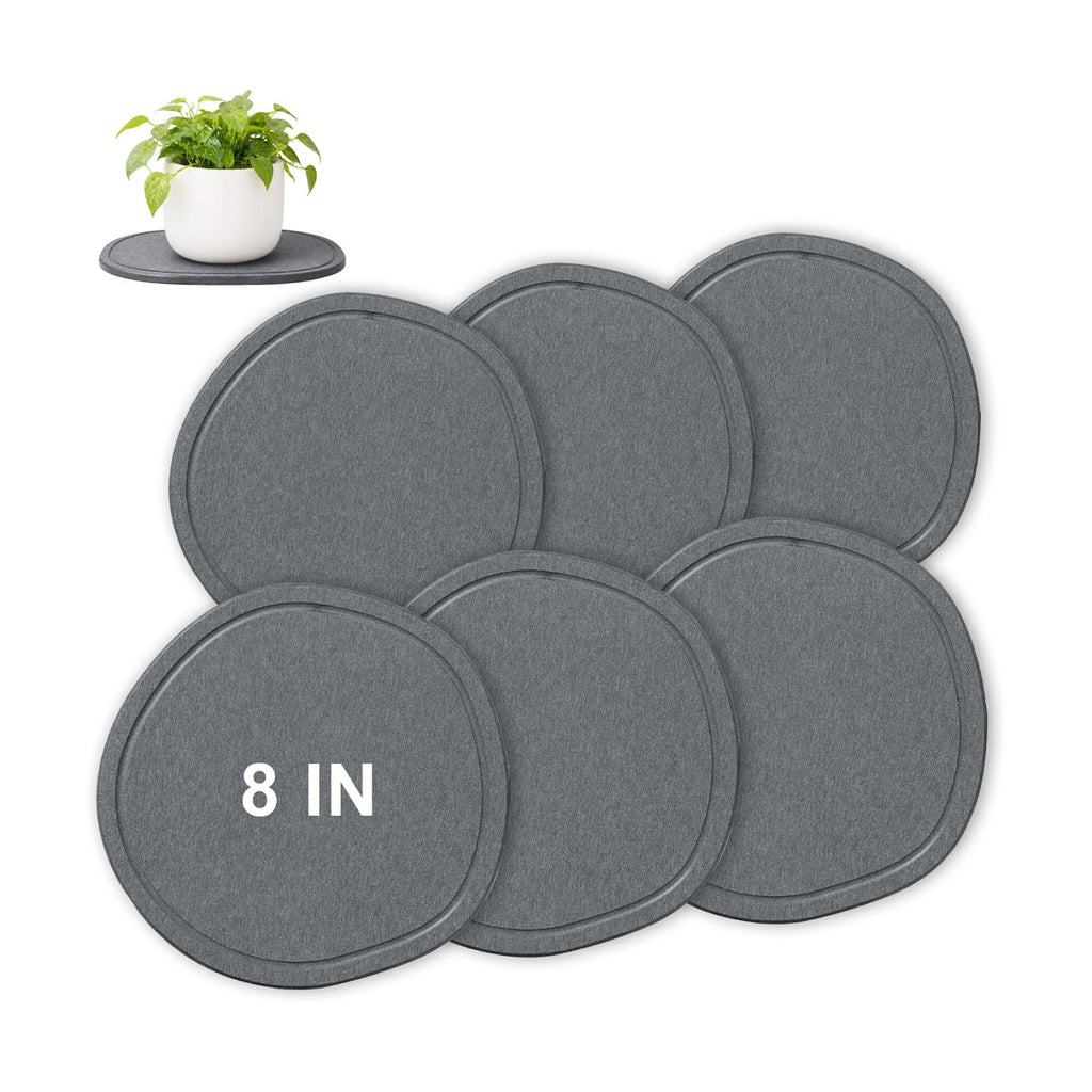 8 Inch 6 Pack Diatomite Plant Trays to Catch Water, Plant Pot Saucers | XRzitky Quick Absorbent and Dry Water Catcher