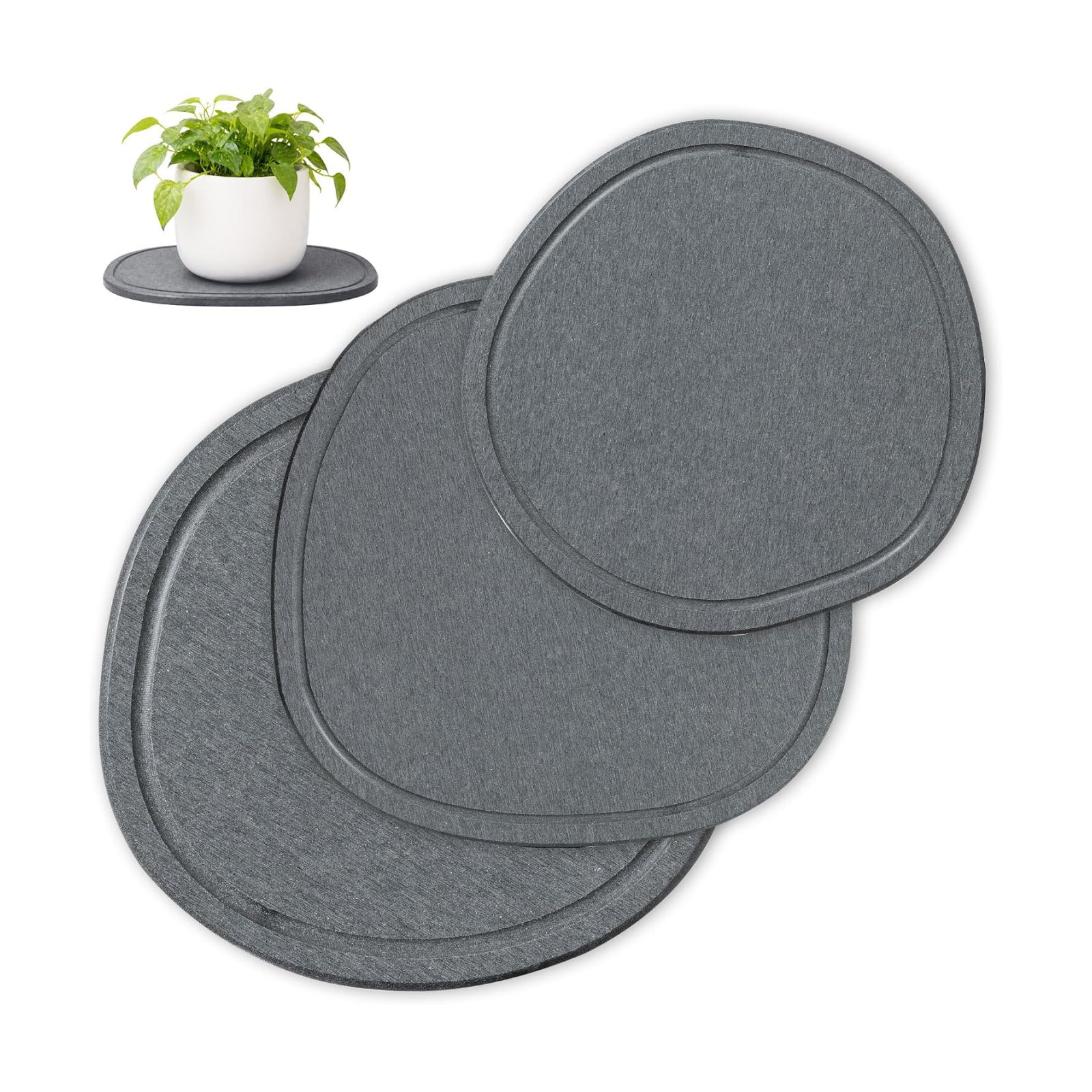 8 10 12in 3 Pack Diatomite Plant Trays to Catch Water, Plant Pot Saucers | XRzitky Quick Absorbent and Dry Water