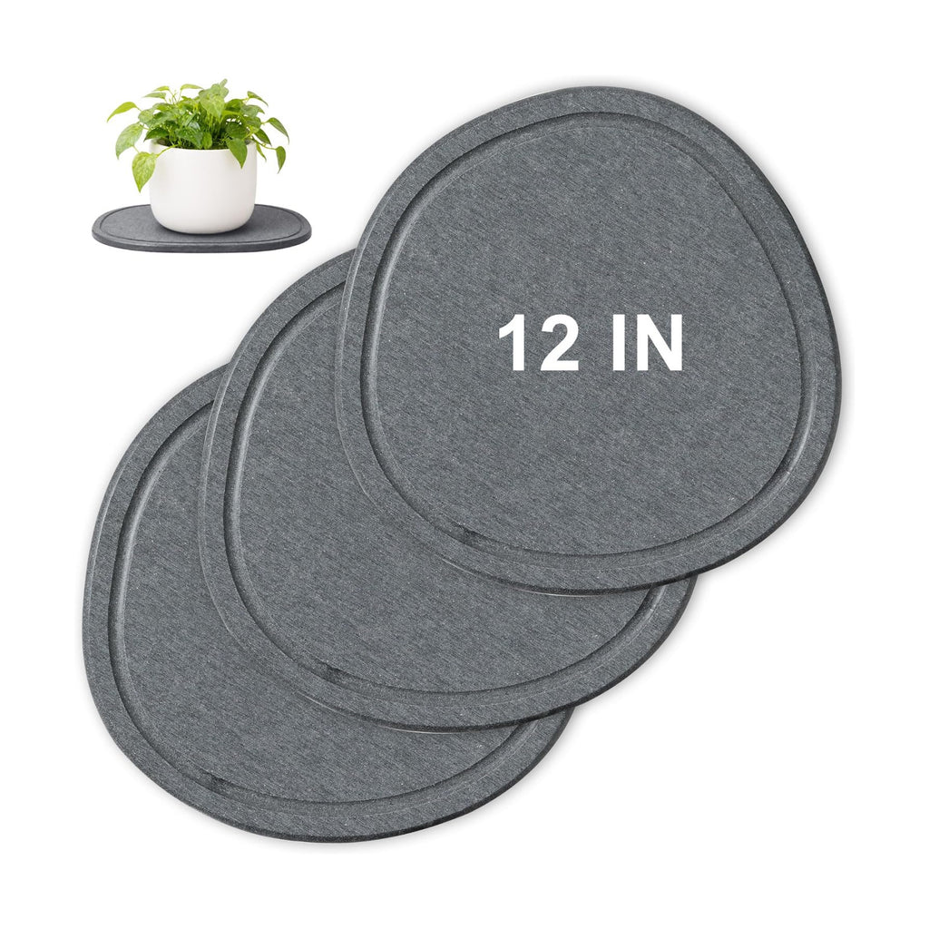12 Inch 3 Pack Diatomite Plant Trays to Catch Water, Plant Pot Saucers | XRzitky Quick Absorbent and Dry Water Catcher