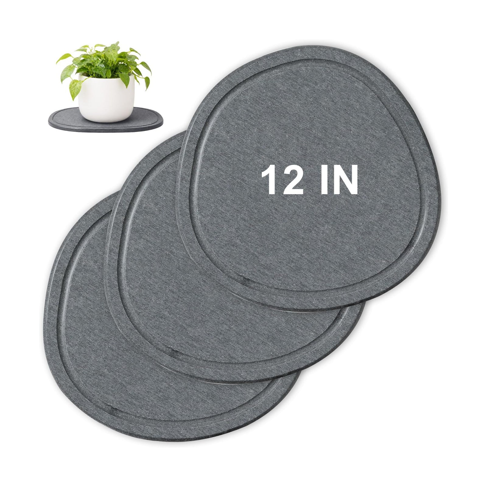 12 Inch 3 Pack Diatomite Plant Trays to Catch Water, Plant Pot Saucers | XRzitky Quick Absorbent and Dry Water Catcher