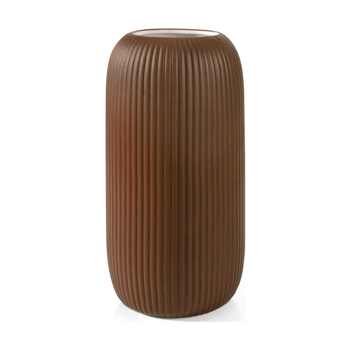 Ceramic Vase for Flowers – Modern Small Ribbed Textured Flower Vase for Home Decor, Pampas Grass, Decorative, Farmhouse, Coffee Table, Kitchen Centerpieces, Bookshelf and Home Living (Caramel)