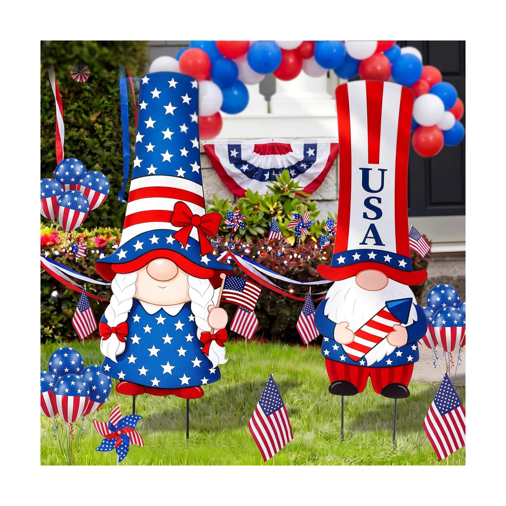 Geelin 2 Pack Fall Thanksgiving Metal Garden Stakes,Gnome