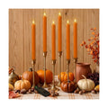 Homemory 6 Pcs Real Wax Flameless Taper Candles, 9.6 inch Dripping Orange LED Candlesticks with Flickering Flame, Battery Operated with Remote and Timer for Autumn Home Window and Table Decor