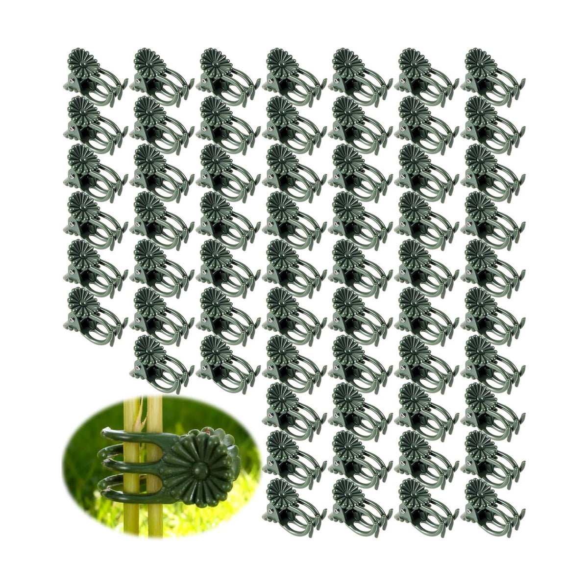 100 Pcs Orchid Clips for Plants Support, Plastic Clips for Plants to Secure Vines & Stems (Green, 2.1 x 1.3 Inches)